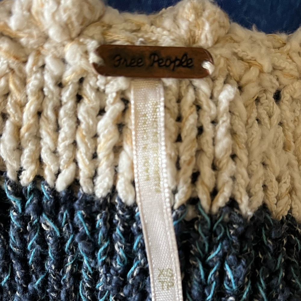 Free People Sailor’s Song Sweater Cropped w/Drawstring Waist Size  XSmall - Picture 13 of 14
